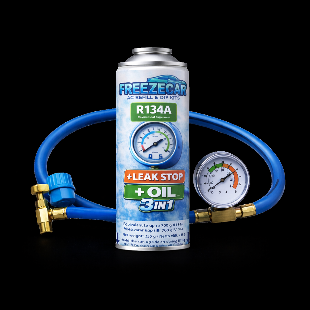 FreezeCar AC Refill Kit 3-in-1 R134a med slang och manometer